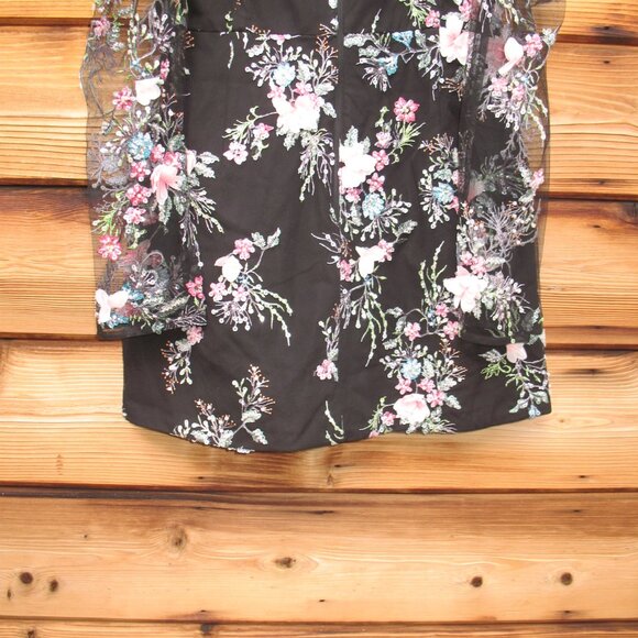 NWT Elliatt Gaia Black Floral Mini Dress Size L - Picture 12 of 15